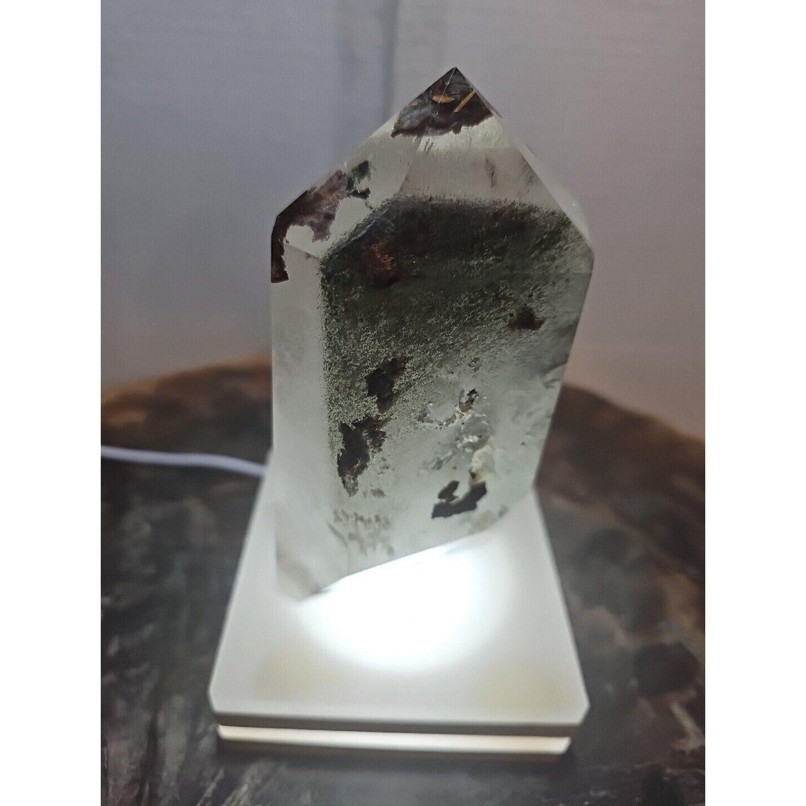 Green Ghost Phantom Quartz Obelisk — 1.73 lb | Natural Crystal Tower from Madagascar