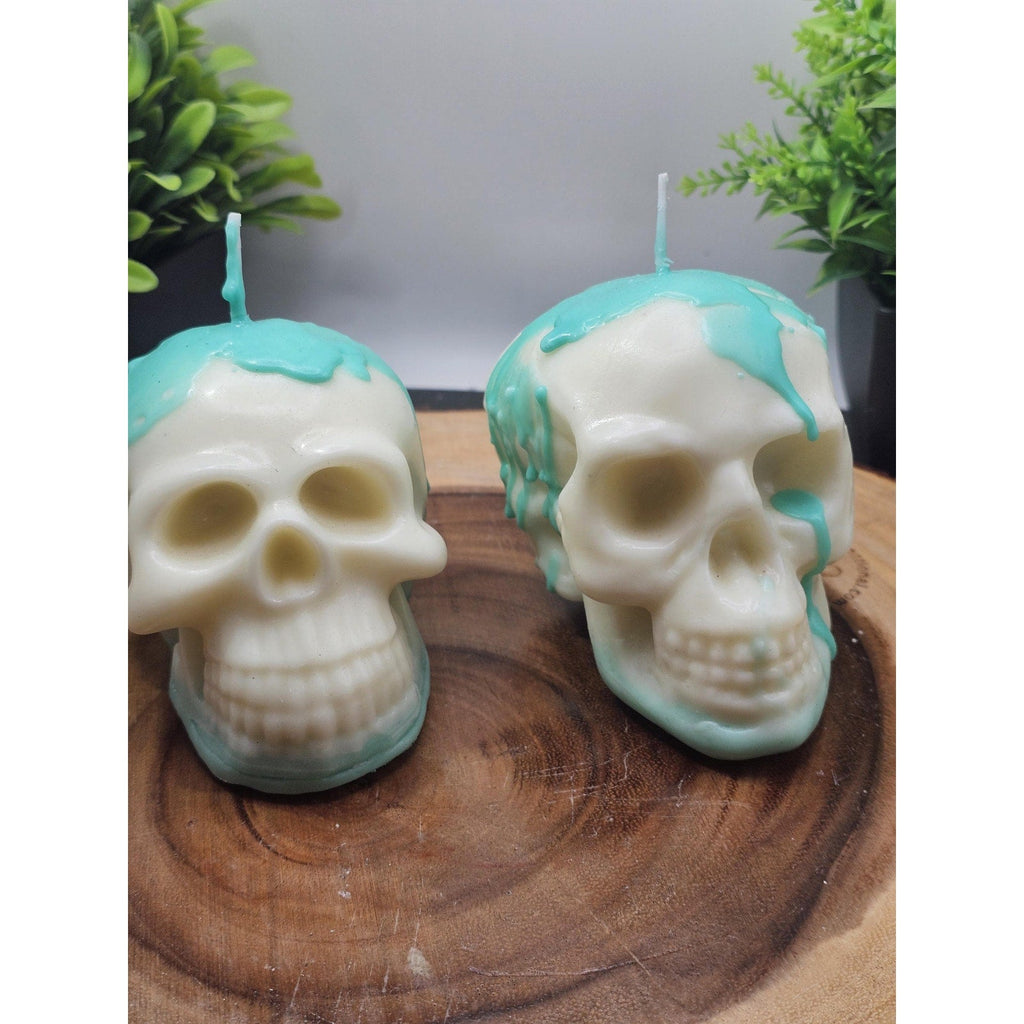 Skull Candle Set — 2-Piece Unscented Display Candles | Gothic Home Decor