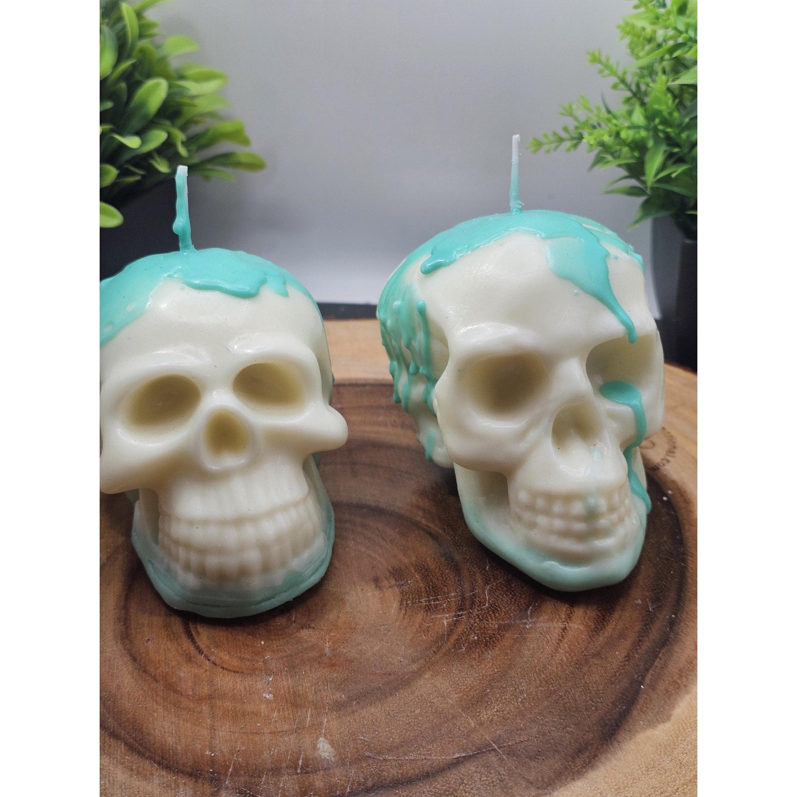 Skull Candle Set — 2-Piece Unscented Display Candles | Gothic Home Decor