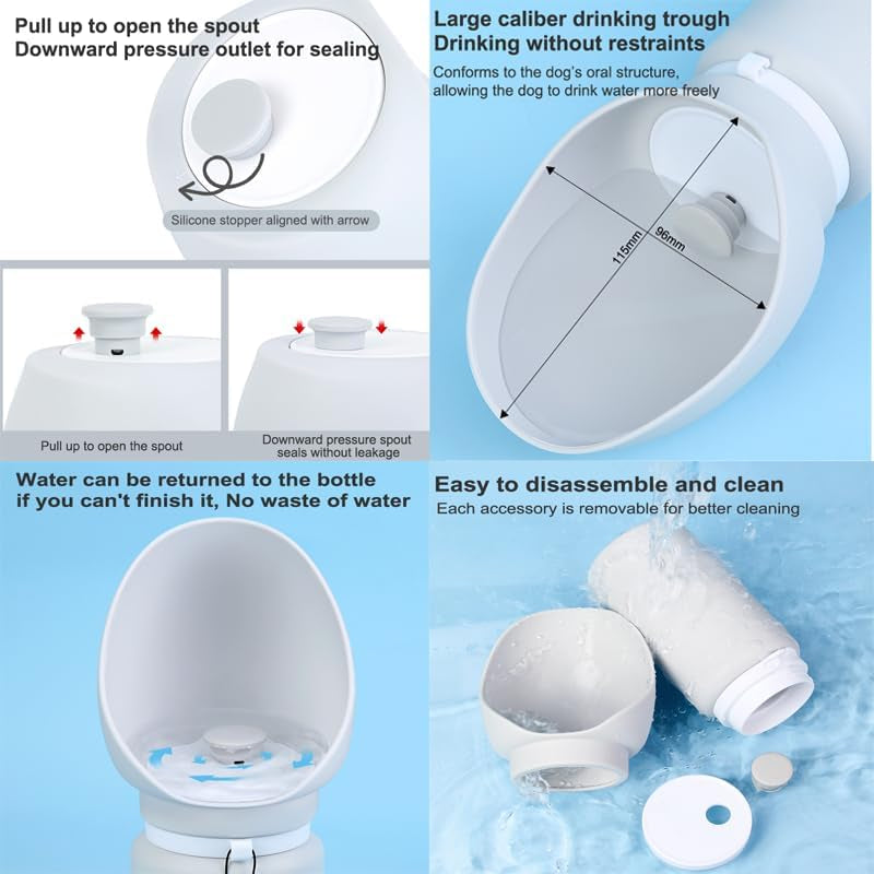 Portable Dog Water Bottle with Collapsible Travel Bowl