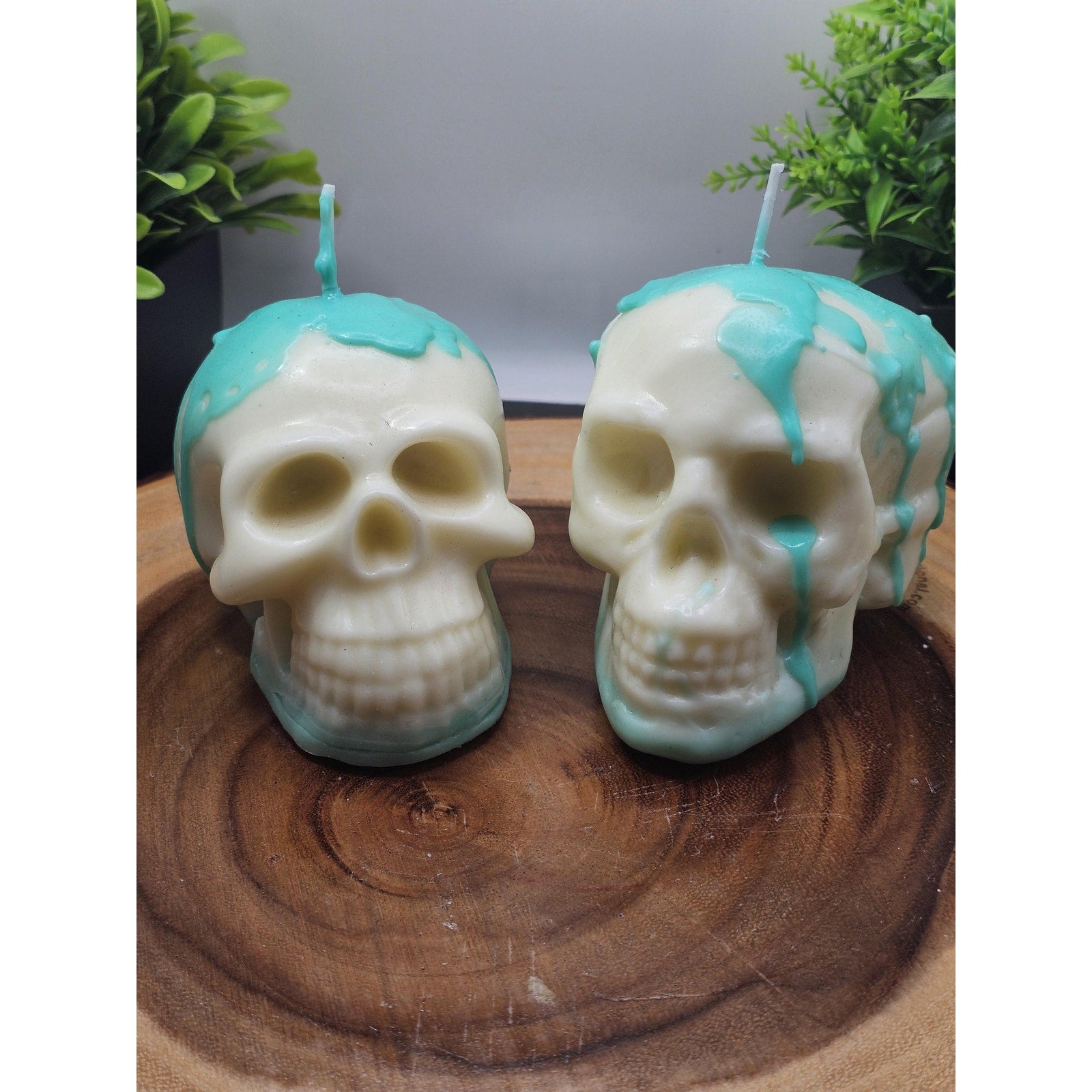 Skull Candle Set — 2-Piece Unscented Display Candles | Gothic Home Decor