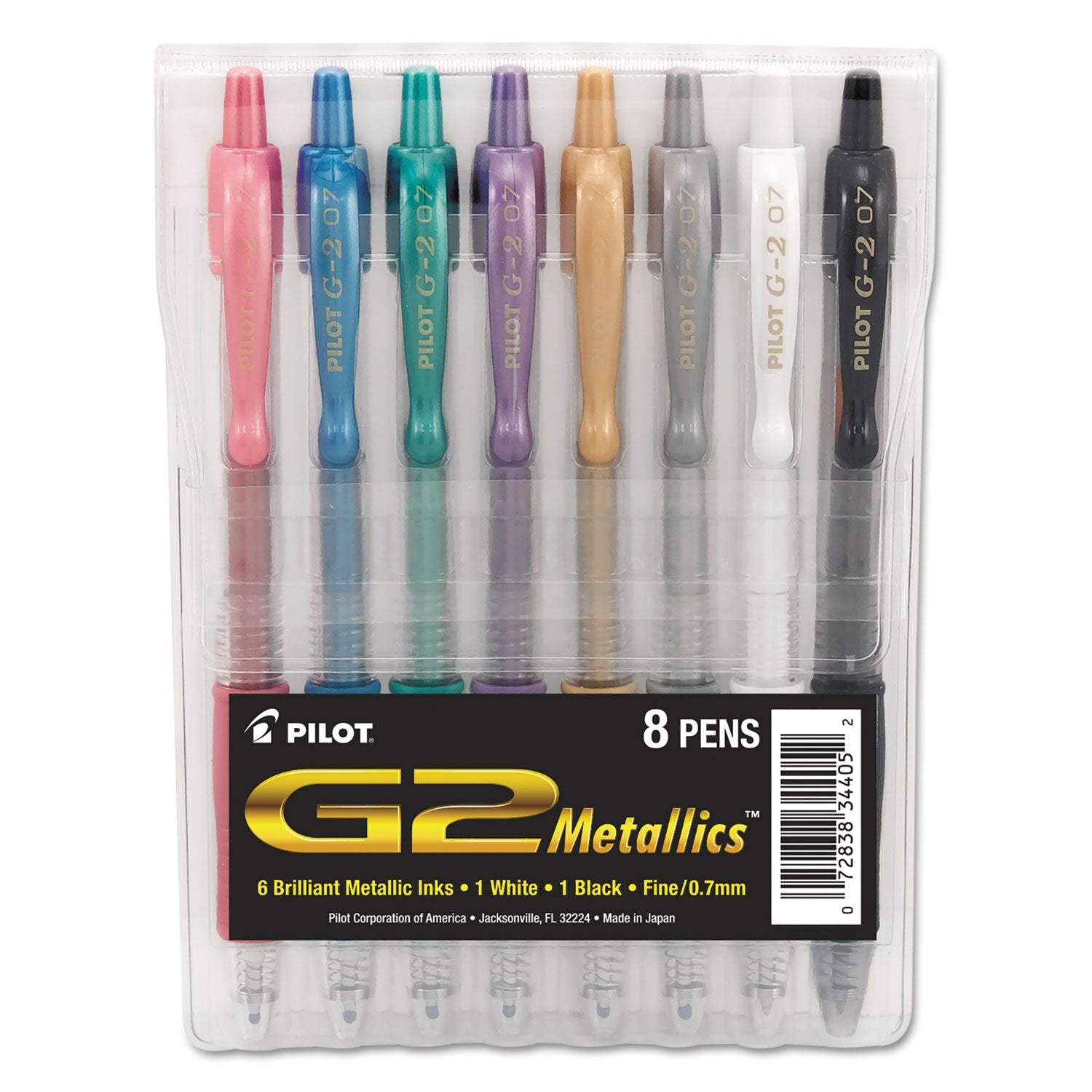 Pilot G2 Metallics Gel Pen 8-Pack | Retractable Fine Point 0.7mm, Assorted Metallic Colors