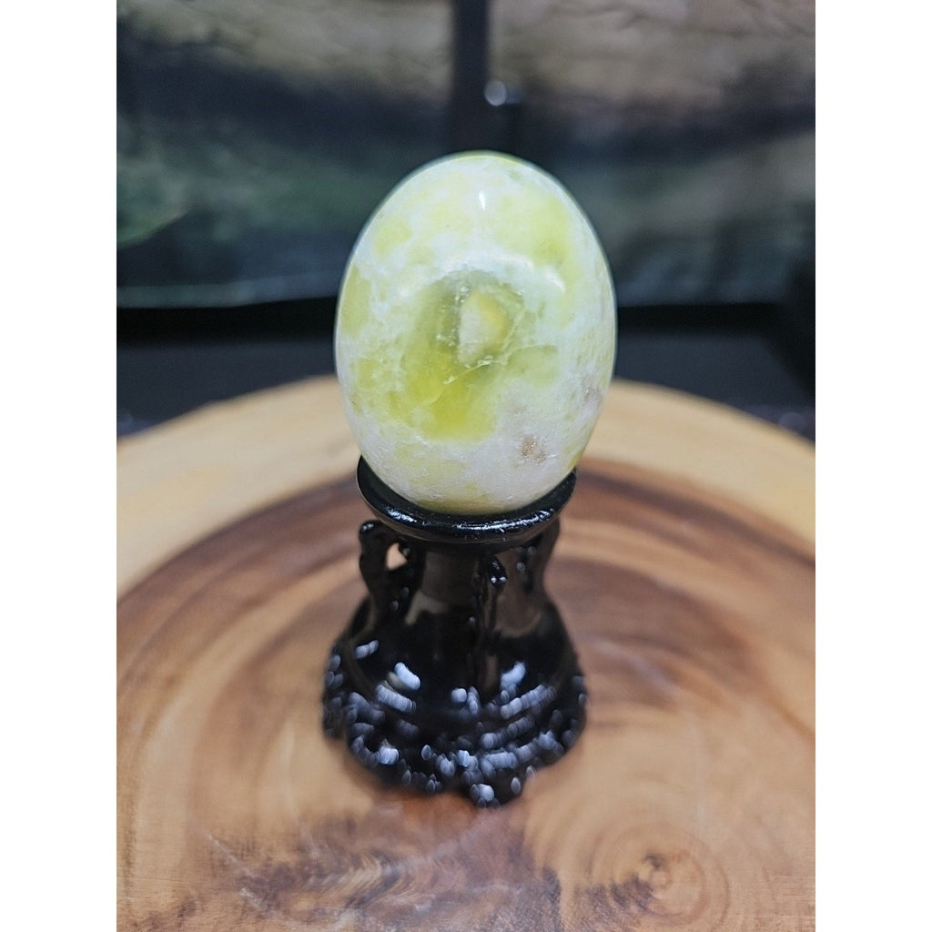 Lantian Jade Crystal Egg with Stand | Natural Polished Stone from China