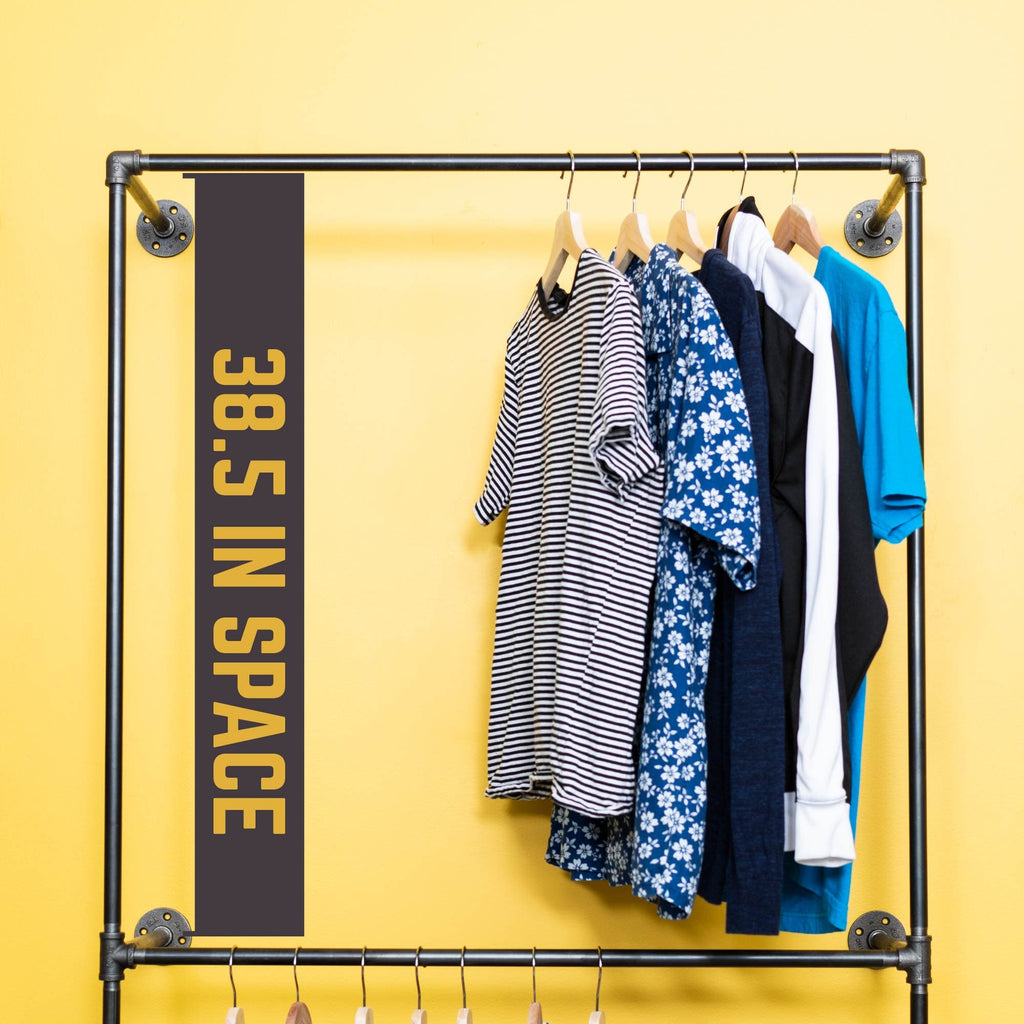 PIPE DECOR Industrial Steel Wall Mounted Double Hung Clothing Rack
