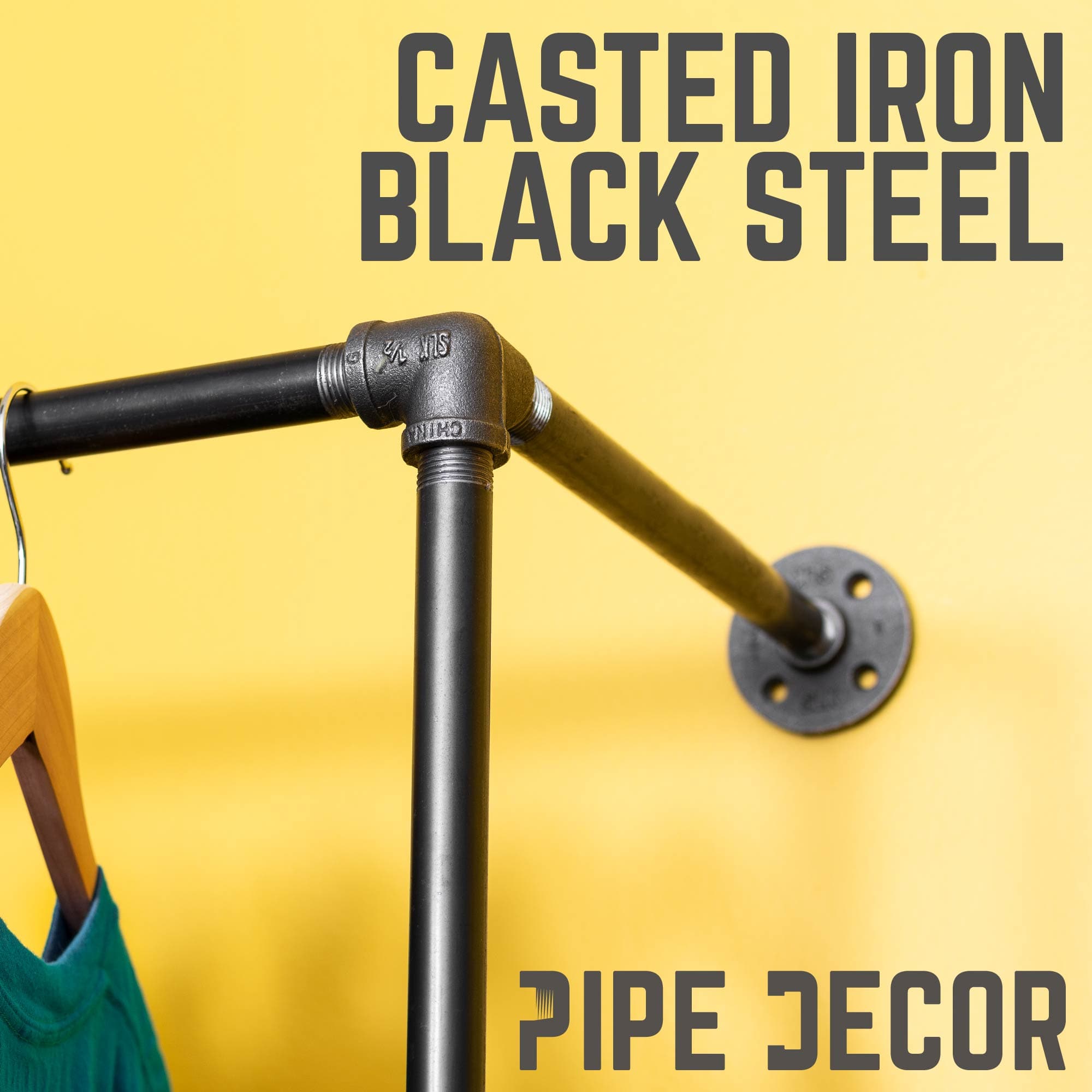 PIPE DECOR Industrial Steel Wall Mounted Double Hung Clothing Rack