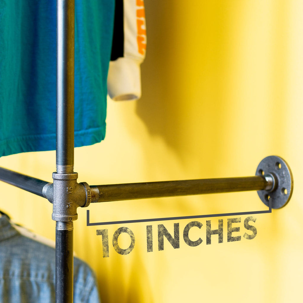 PIPE DECOR Industrial Steel Wall Mounted Double Hung Clothing Rack