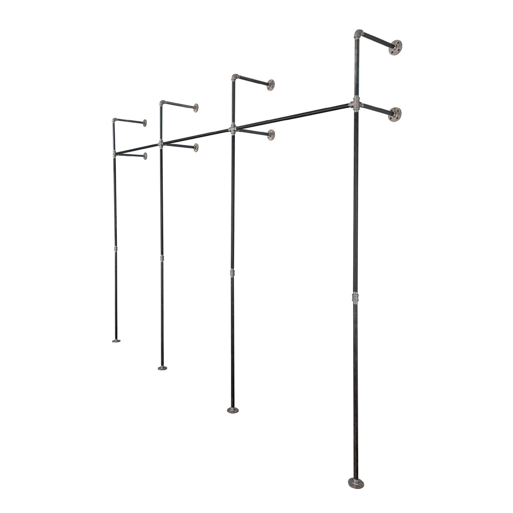 PIPE DECOR 115 in. Triple Wall Mounted Clothing Rack