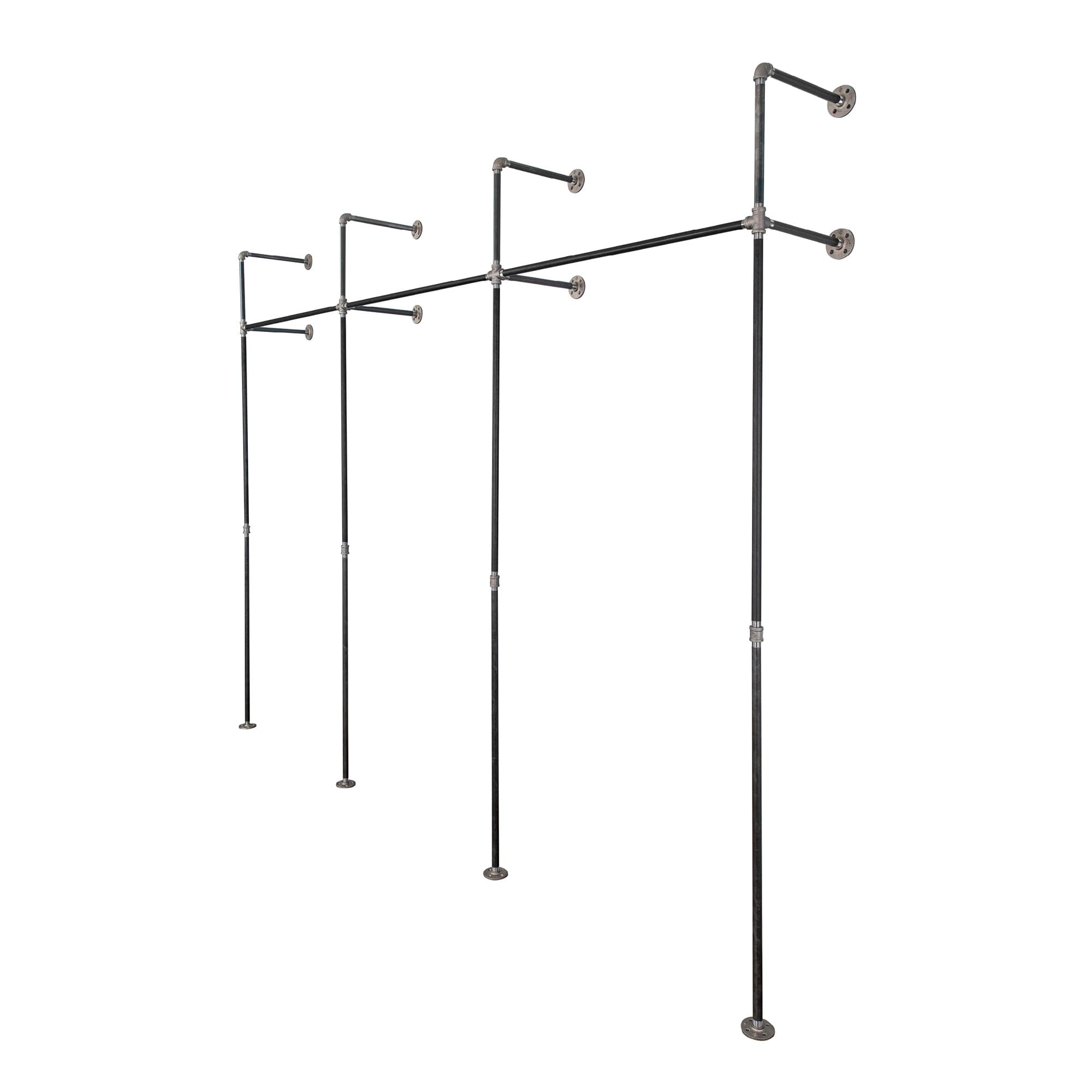 PIPE DECOR 115 in. Triple Wall Mounted Clothing Rack