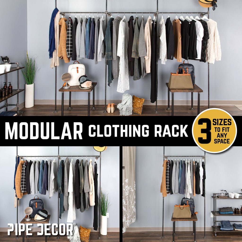 PIPE DECOR 115 in. Triple Wall Mounted Clothing Rack