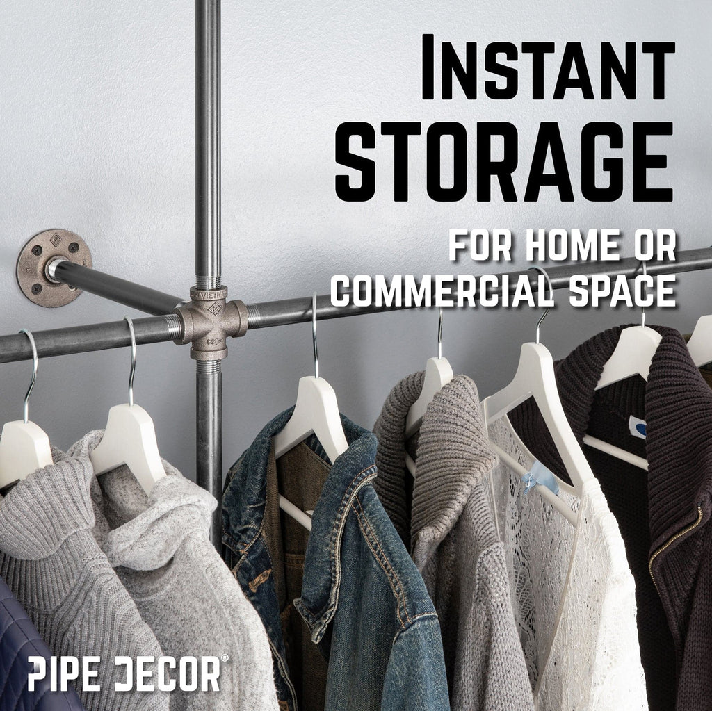 PIPE DECOR 115 in. Triple Wall Mounted Clothing Rack