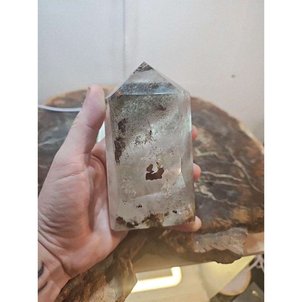 Green Ghost Phantom Quartz Obelisk — 1.73 lb | Natural Crystal Tower from Madagascar