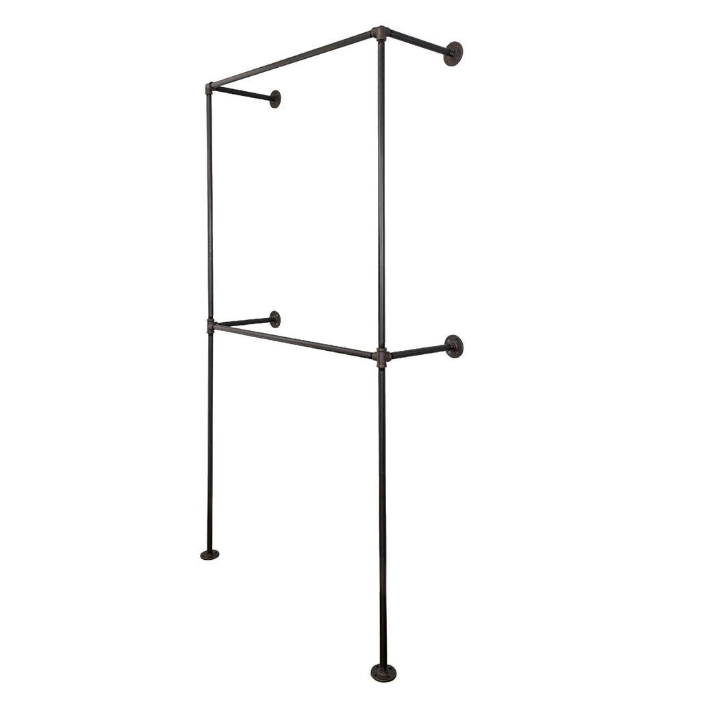 PIPE DECOR Noir Matte Black Wall Mounted Double Hung Clothing Rack