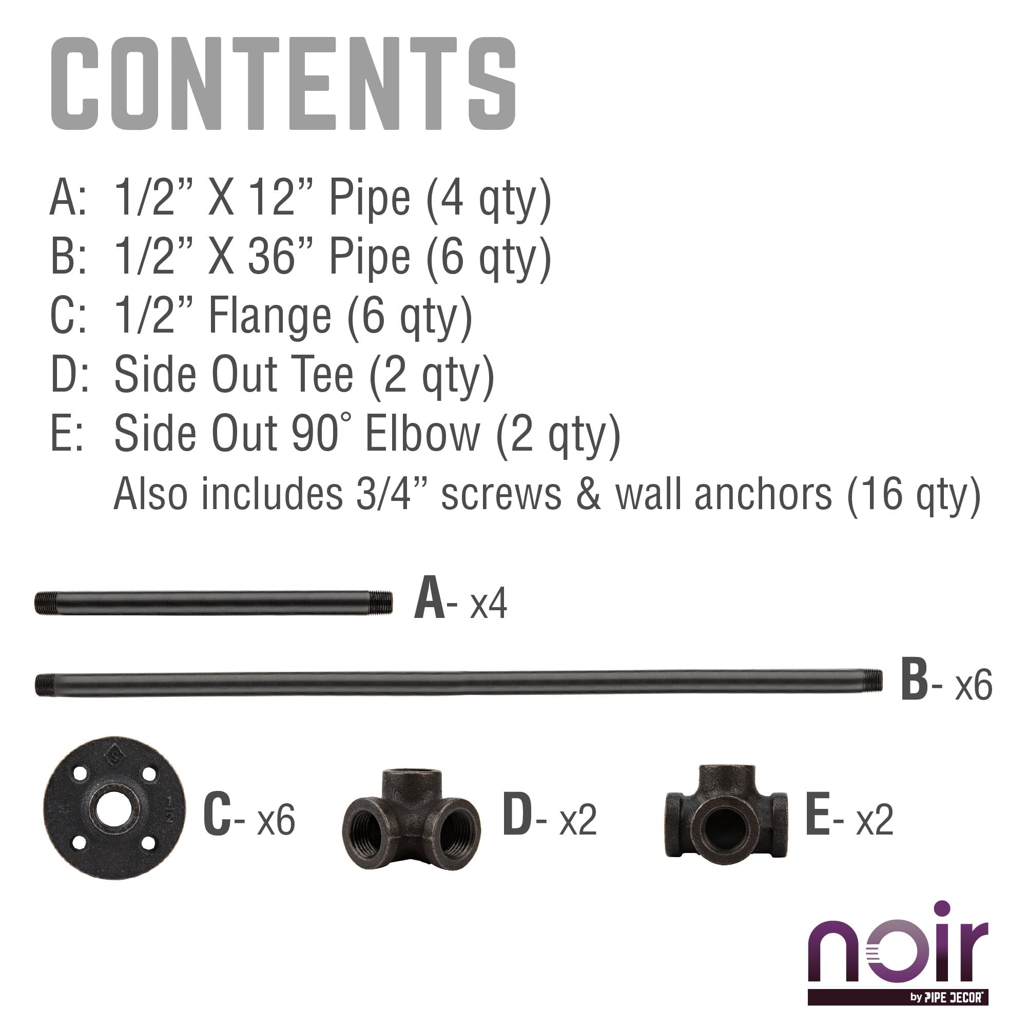 PIPE DECOR Noir Matte Black Wall Mounted Double Hung Clothing Rack
