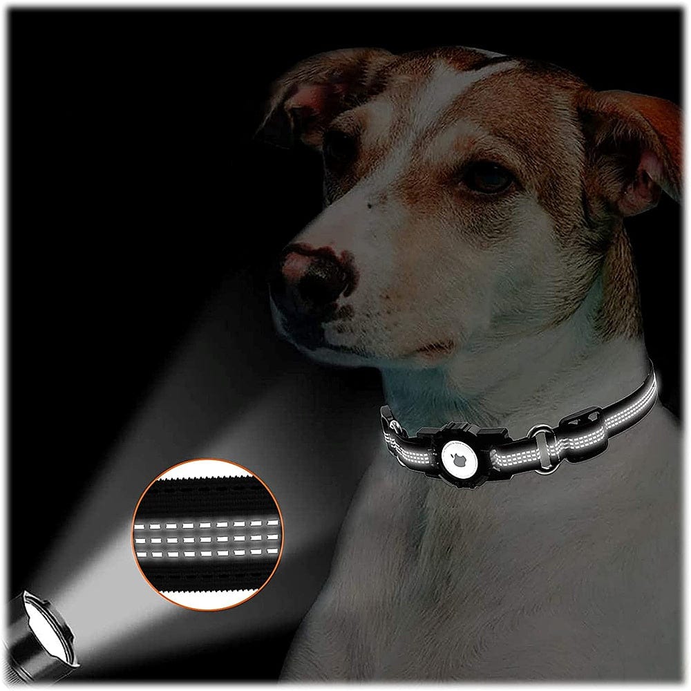 Adjustable Black Nylon Collar Case for Large Dogs - Apple AirTag