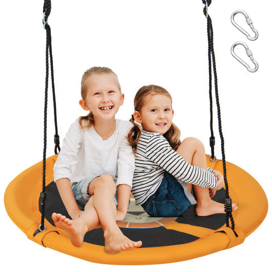 40" Round Saucer Tree Swing with Adjustable Ropes & Carabiners – ASTM Certified | Yellow
