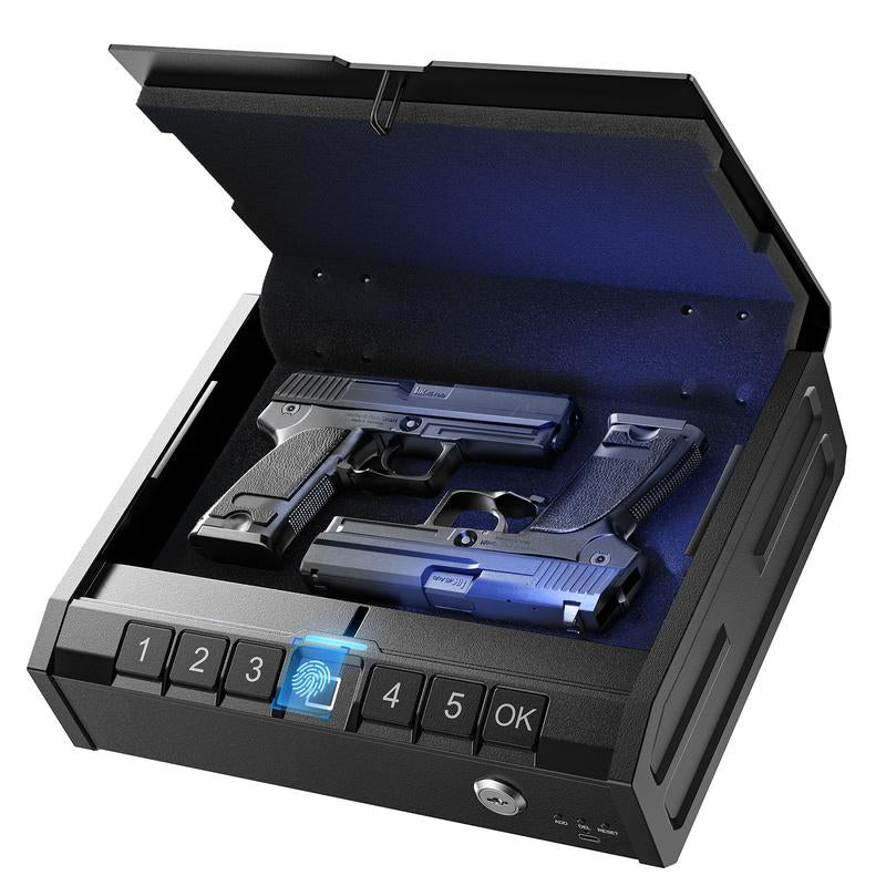 Iron PRO Biometric Fingerprint Gun Safe | Quick-Access Pistol Lock Box for Home, Nightstand & Car