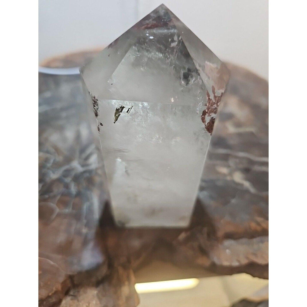 Green Ghost Phantom Quartz Obelisk — 1.73 lb | Natural Crystal Tower from Madagascar