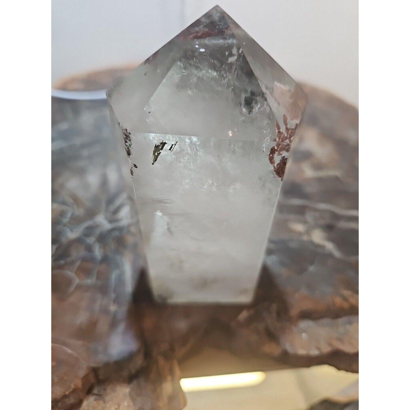 Green Ghost Phantom Quartz Obelisk — 1.73 lb | Natural Crystal Tower from Madagascar