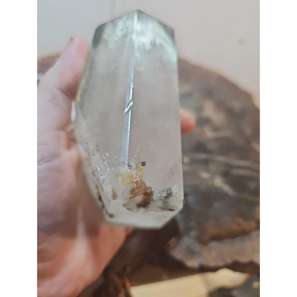 Green Ghost Phantom Quartz Obelisk — 1.73 lb | Natural Crystal Tower from Madagascar