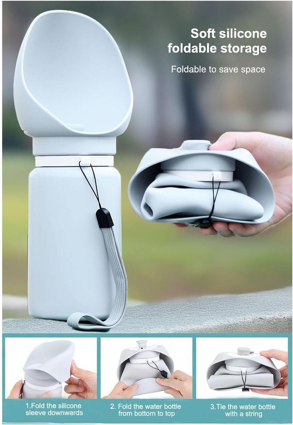 Portable Dog Water Bottle with Collapsible Travel Bowl