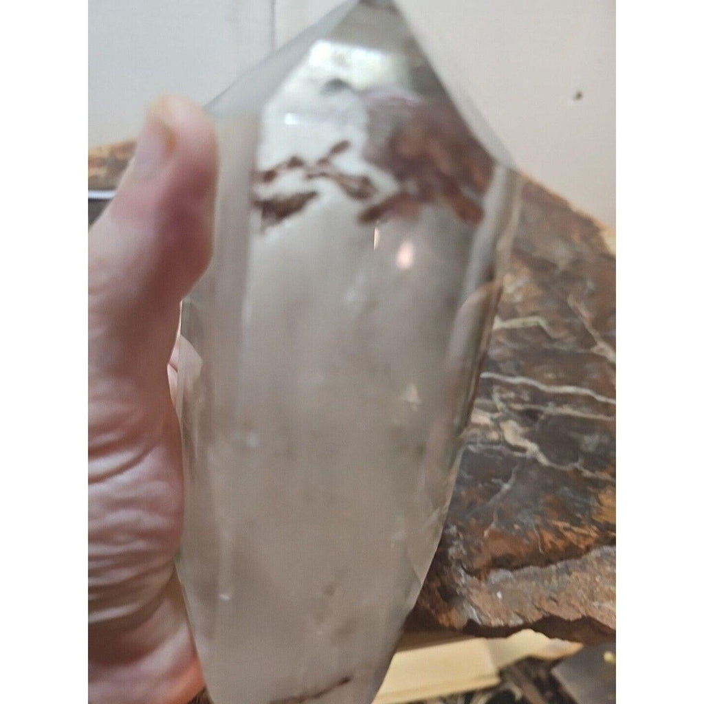 Green Ghost Phantom Quartz Obelisk — 1.73 lb | Natural Crystal Tower from Madagascar