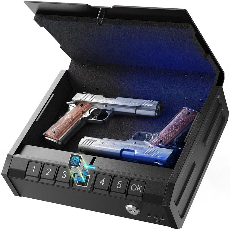 Iron PRO Biometric Fingerprint Gun Safe | Quick-Access Pistol Lock Box for Home, Nightstand & Car
