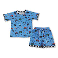 Mini Rodeo Boys Plaid Flag Truck Short Sleeve Top & Shorts Set
