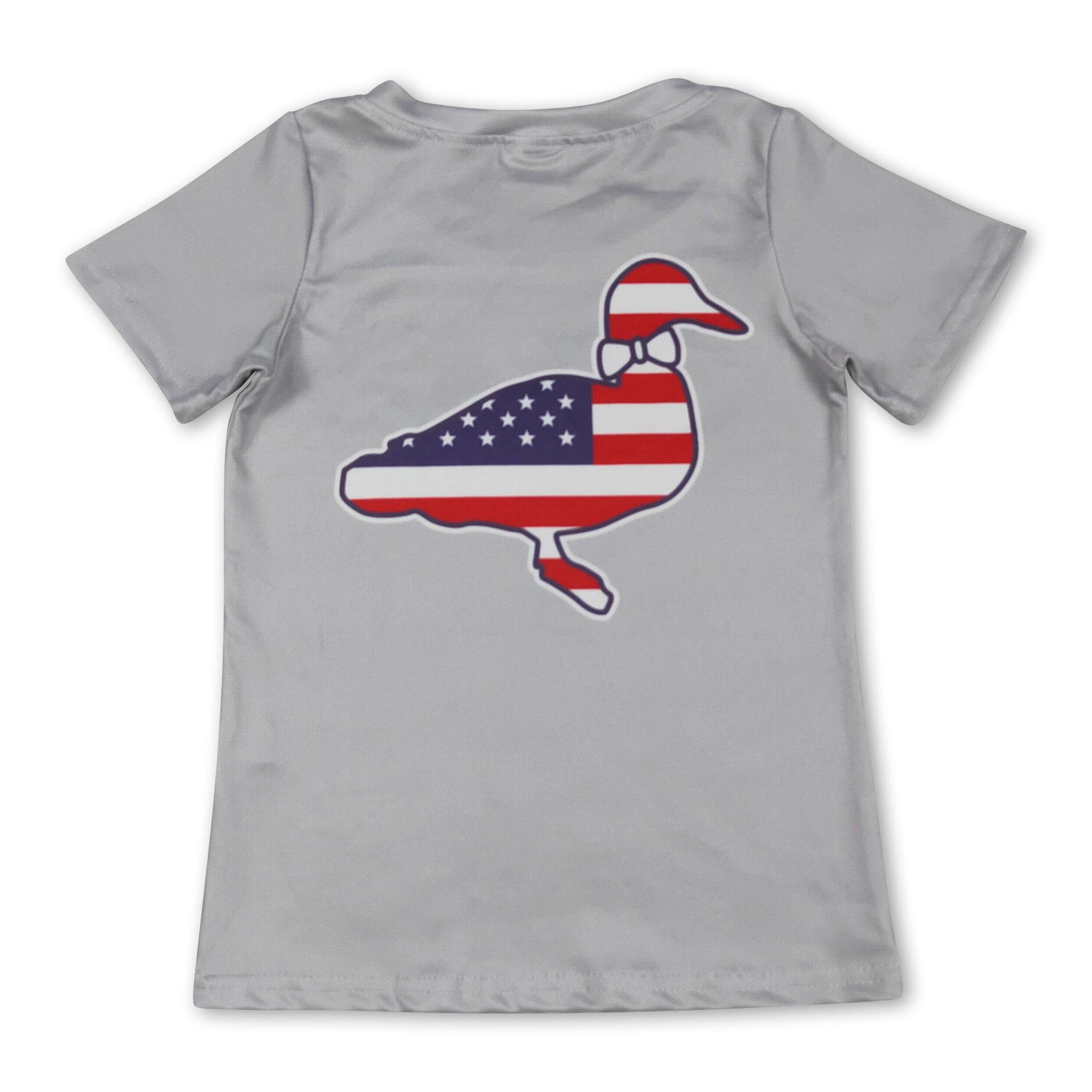 Mini Rodeo Boys Grey Stars & Stripes Duck 4th of July Short Sleeve Shirt