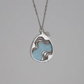 Drift Necklace – Aquamarine Blue Acrylic & Agate Teardrop Pendant