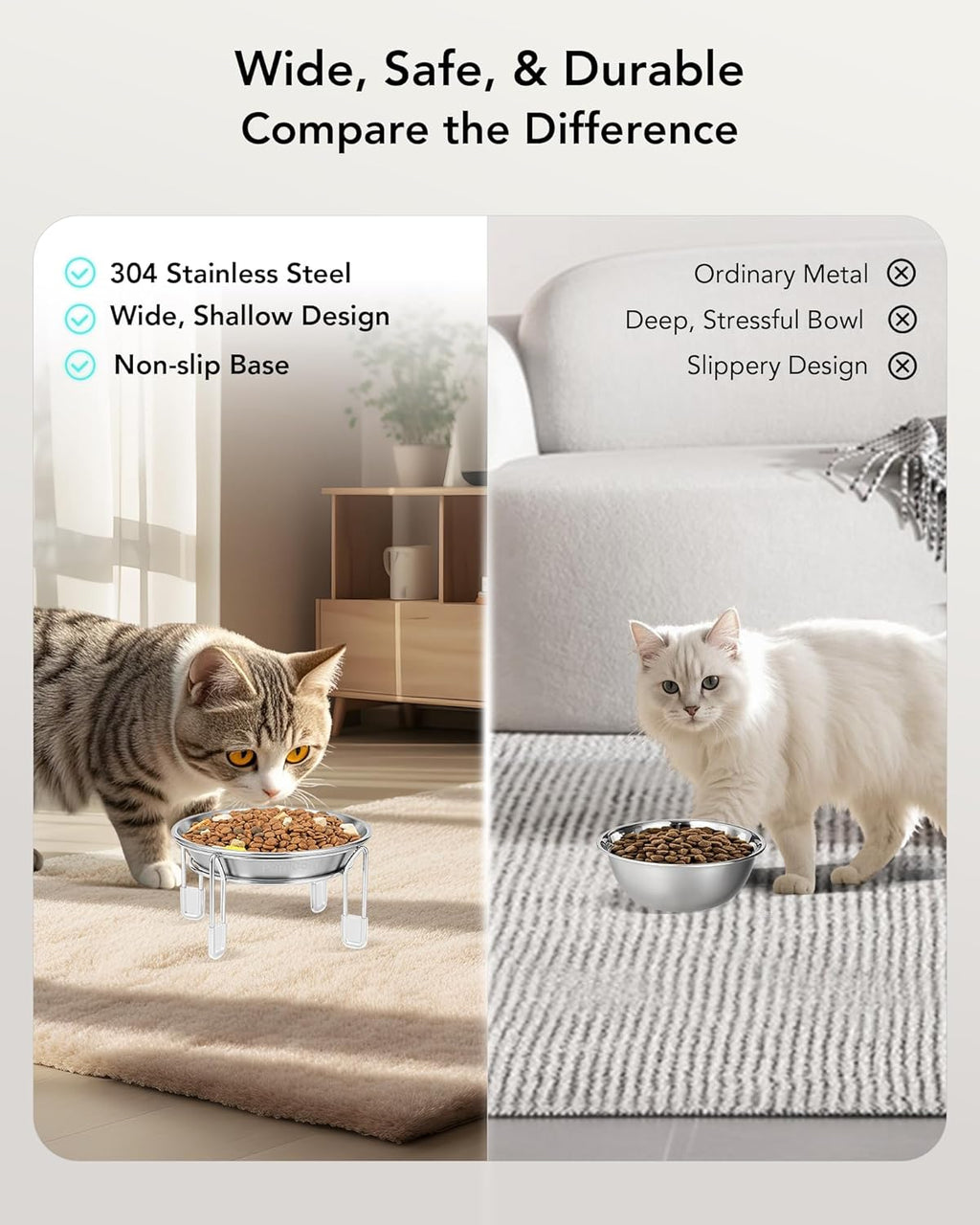 Elevated Stainless Steel Cat & Small Dog Bowls
