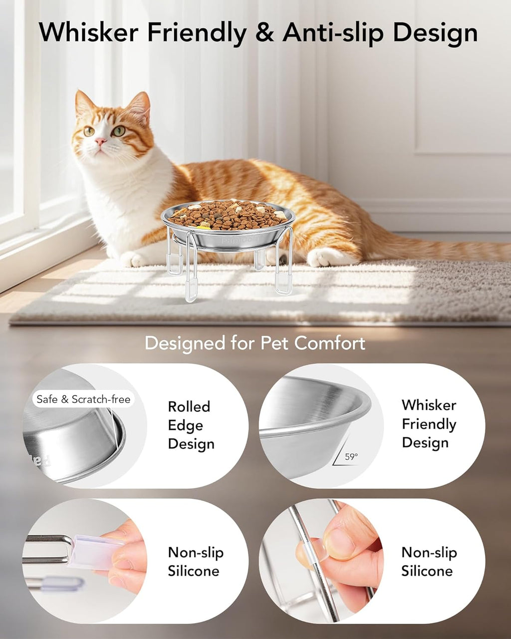 Elevated Stainless Steel Cat & Small Dog Bowls