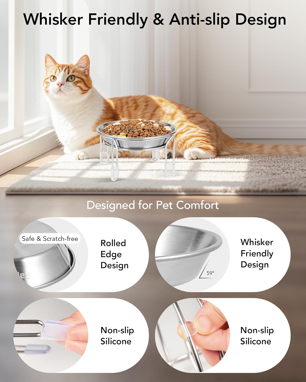 Elevated Stainless Steel Cat & Small Dog Bowls