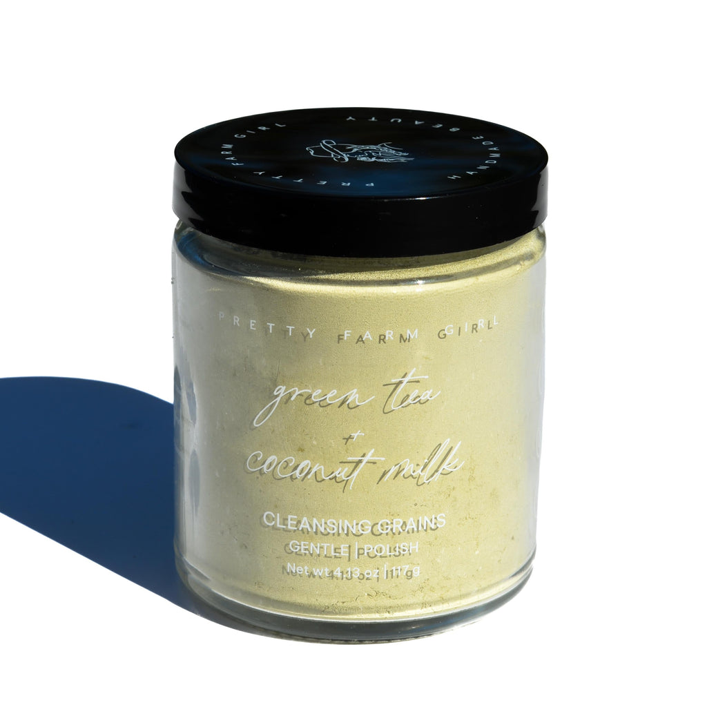 Green Tea & Coconut Milk Facial Cleansing Grains – Gentle Exfoliating Face Wash Powder