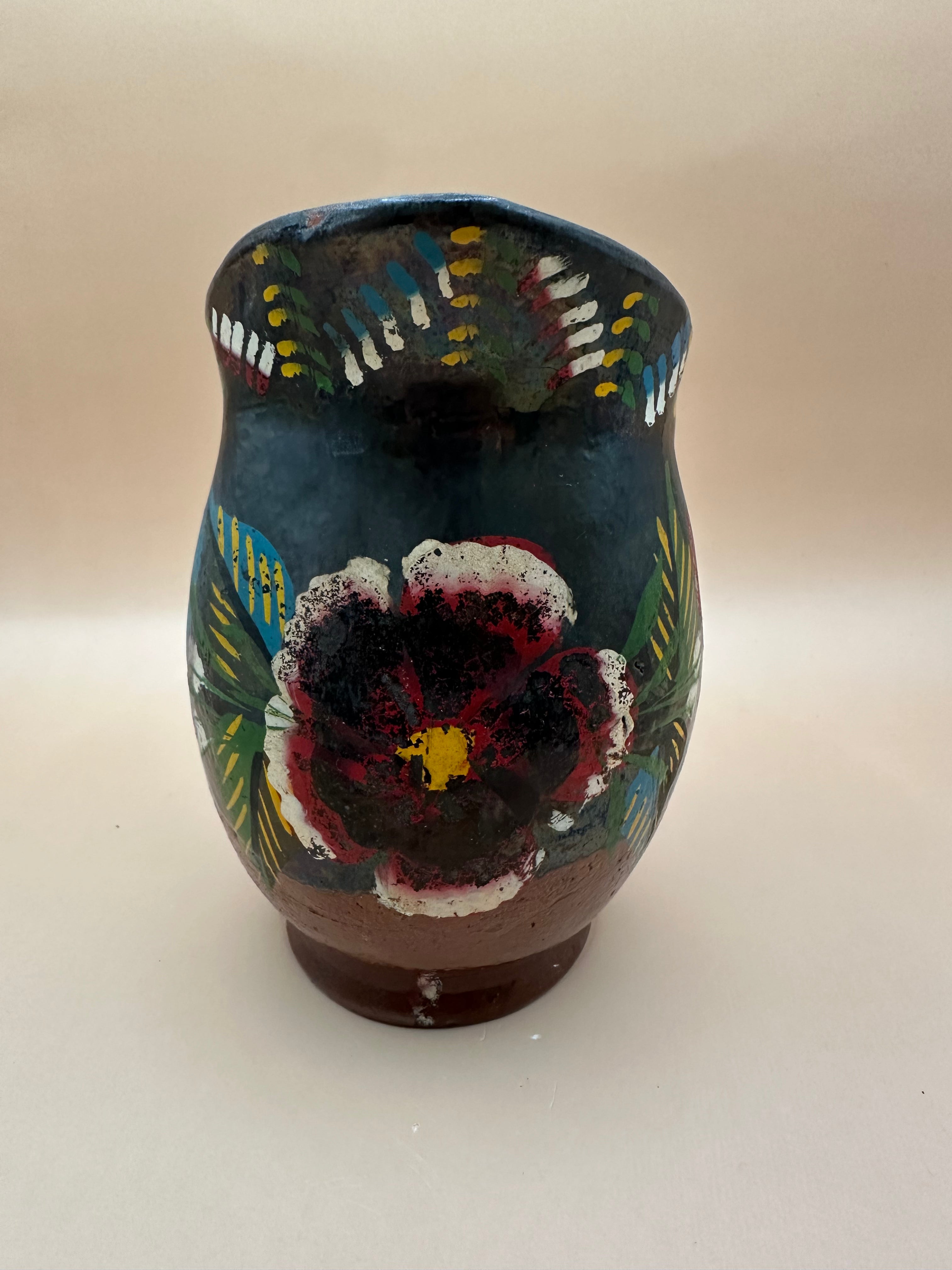 Vintage Mexican Folk Art Handcrafted Pitcher