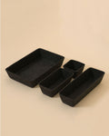 SortJoy Felt Drawer Organizer Set | 4-Piece Modular Storage, Carbon & Stone