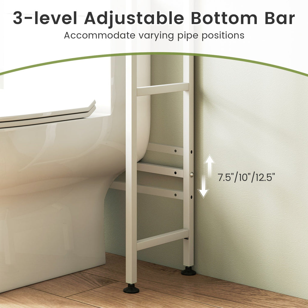 Over-the-Toilet Cabinet Organizer — 2 Flip-Up Cabinets & 4 Hooks