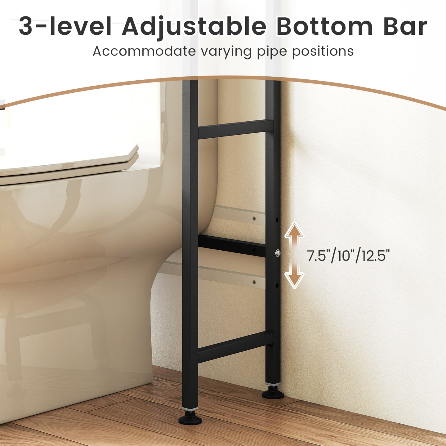 Over-the-Toilet Cabinet Organizer — 2 Flip-Up Cabinets & 4 Hooks