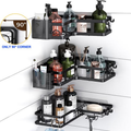 Corner Shower Caddy — No-Drill Stainless Steel Bathroom Organizer with Hooks