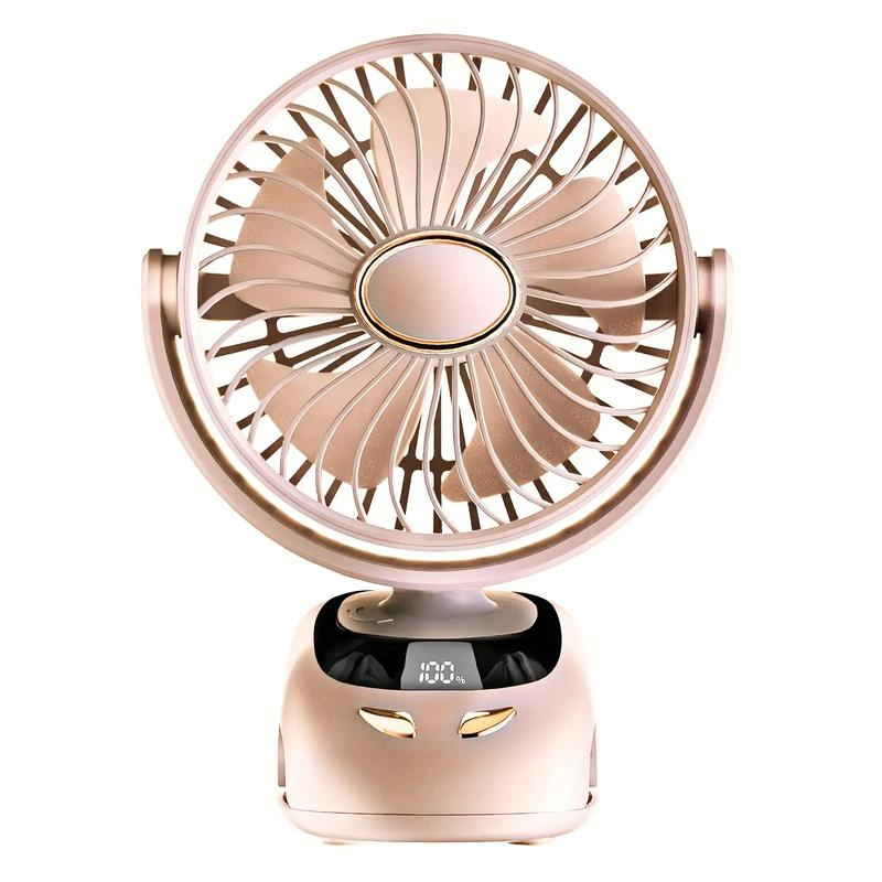 Portable USB Desktop Fan – 5-Speed, 3000mAh Battery, Night Light