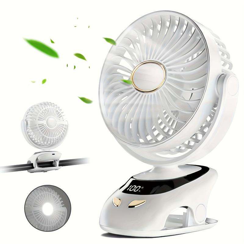 Portable USB Desktop Fan – 5-Speed, 3000mAh Battery, Night Light