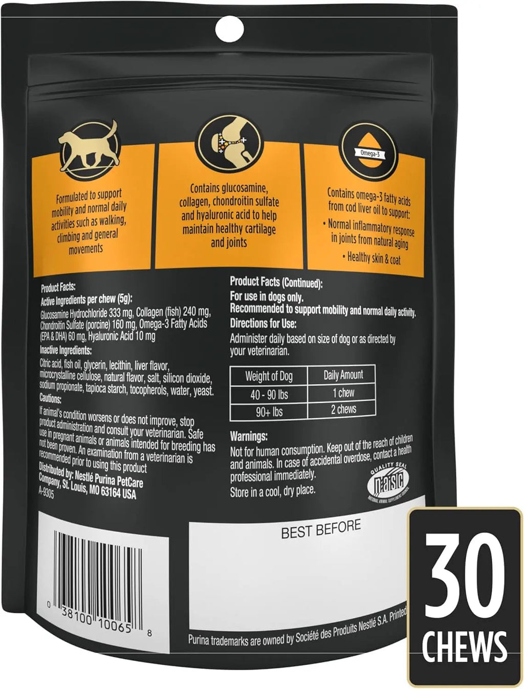 Purina Pro Plan Veterinary Joint Care Large Breed Dog Supplement 30 Ct