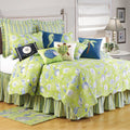 Quilt Cotton - Green Shells Coastal Bedding Twin 66x86