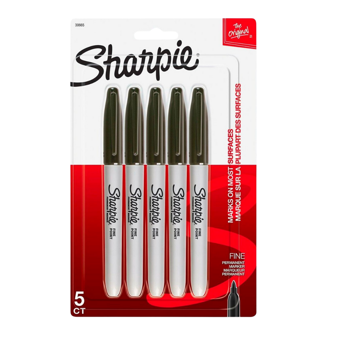 Sharpie Chisel Tip Permanent Markers 5-Pack | Black, Dual-Tip for Bold & Fine Lines