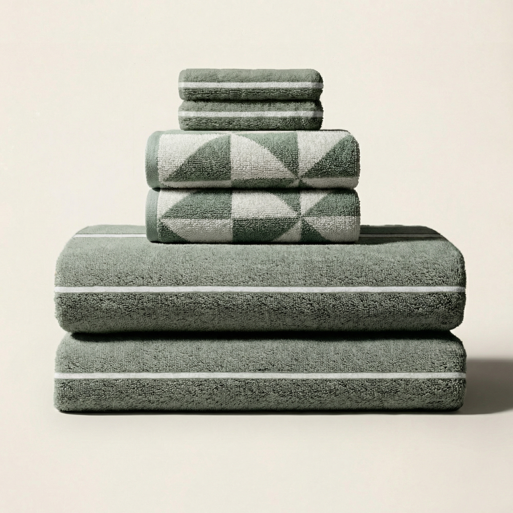 Italic Umbra Towels – 100% Australian Cotton, 600 GSM | Sage & Ecru | Sets from 2 to 12