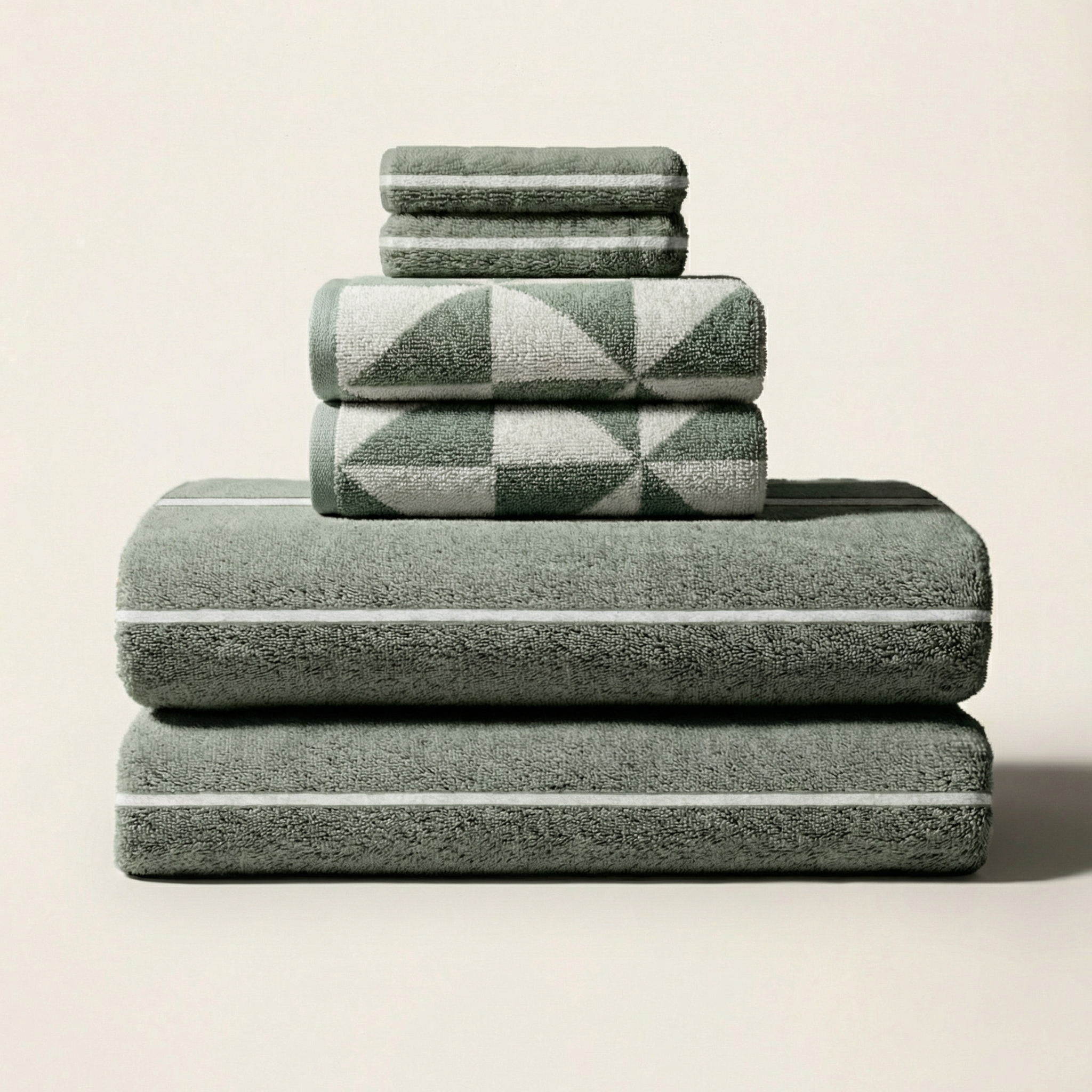 Italic Umbra Towels – 100% Australian Cotton, 600 GSM | Sage & Ecru | Sets from 2 to 12
