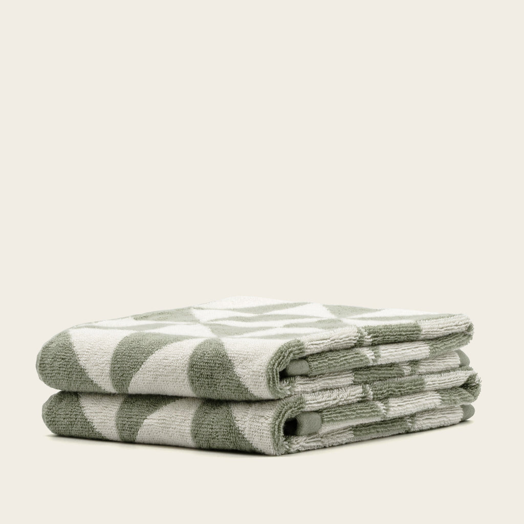 Italic Umbra Towels – 100% Australian Cotton, 600 GSM | Sage & Ecru | Sets from 2 to 12