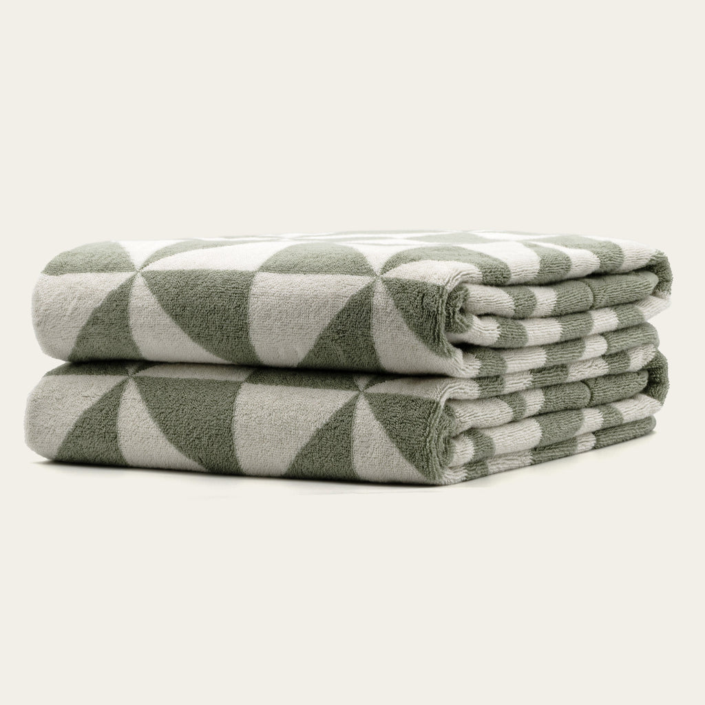 Italic Umbra Towels – 100% Australian Cotton, 600 GSM | Sage & Ecru | Sets from 2 to 12