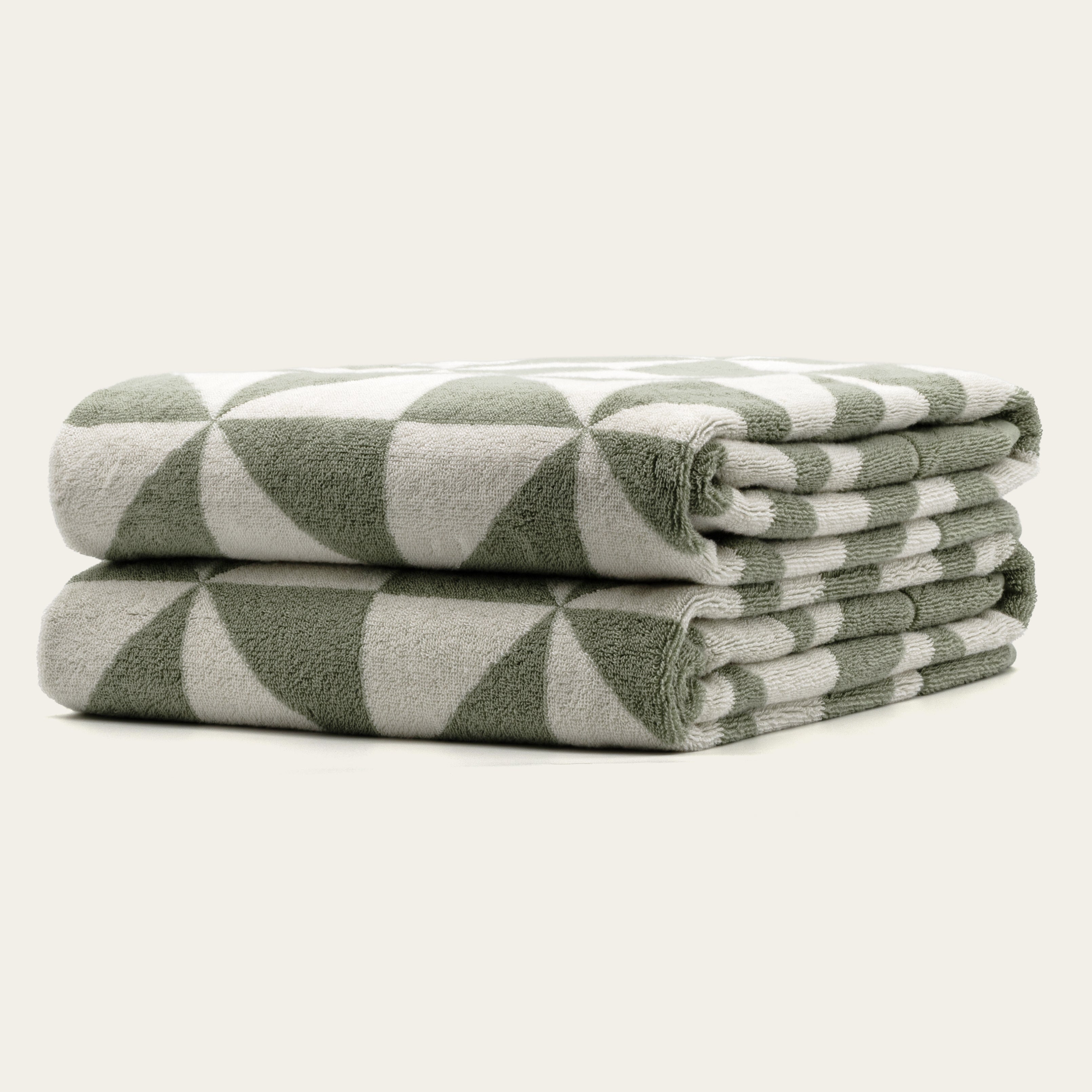 Italic Umbra Towels – 100% Australian Cotton, 600 GSM | Sage & Ecru | Sets from 2 to 12