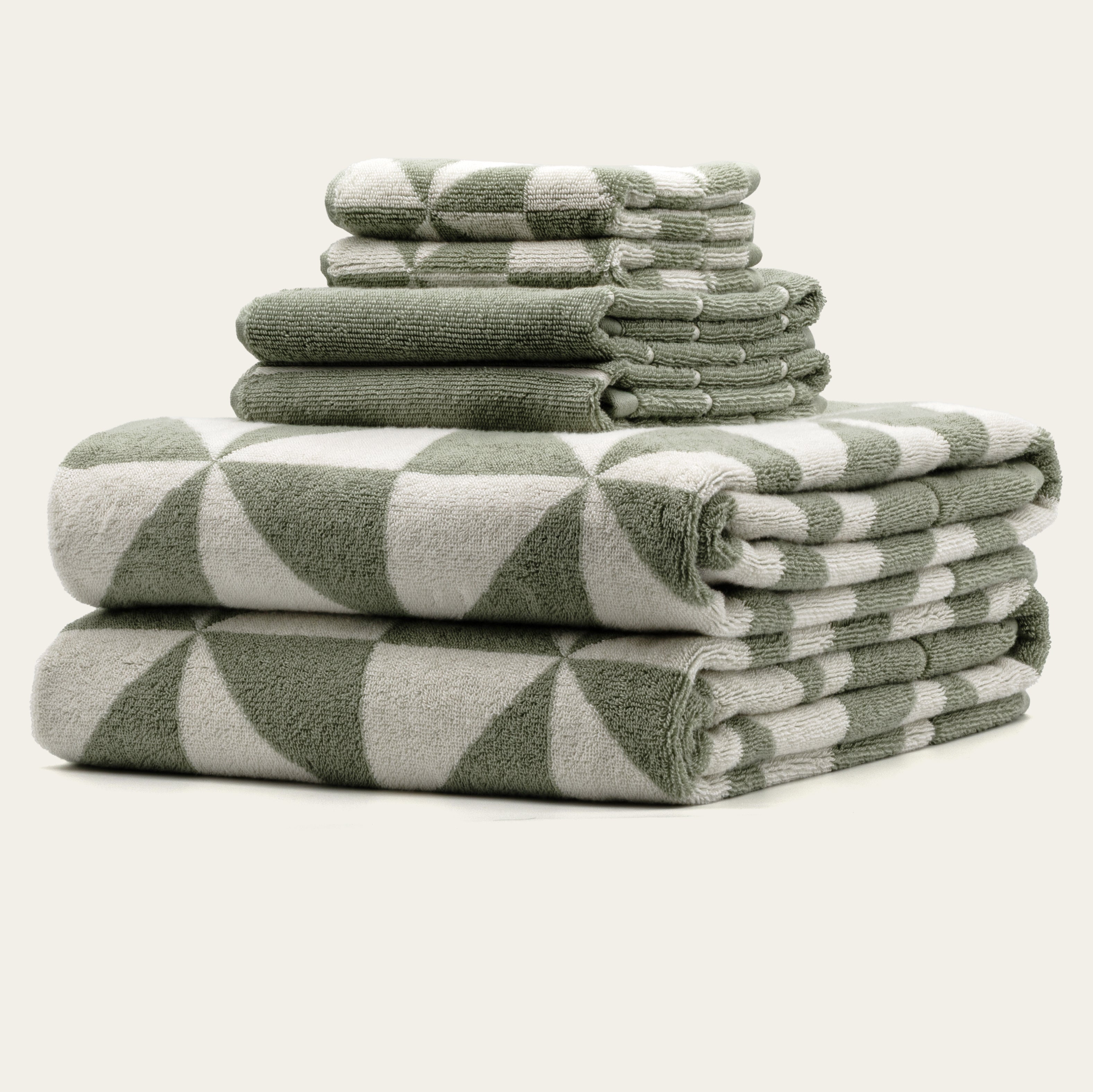 Italic Umbra Towels – 100% Australian Cotton, 600 GSM | Sage & Ecru | Sets from 2 to 12