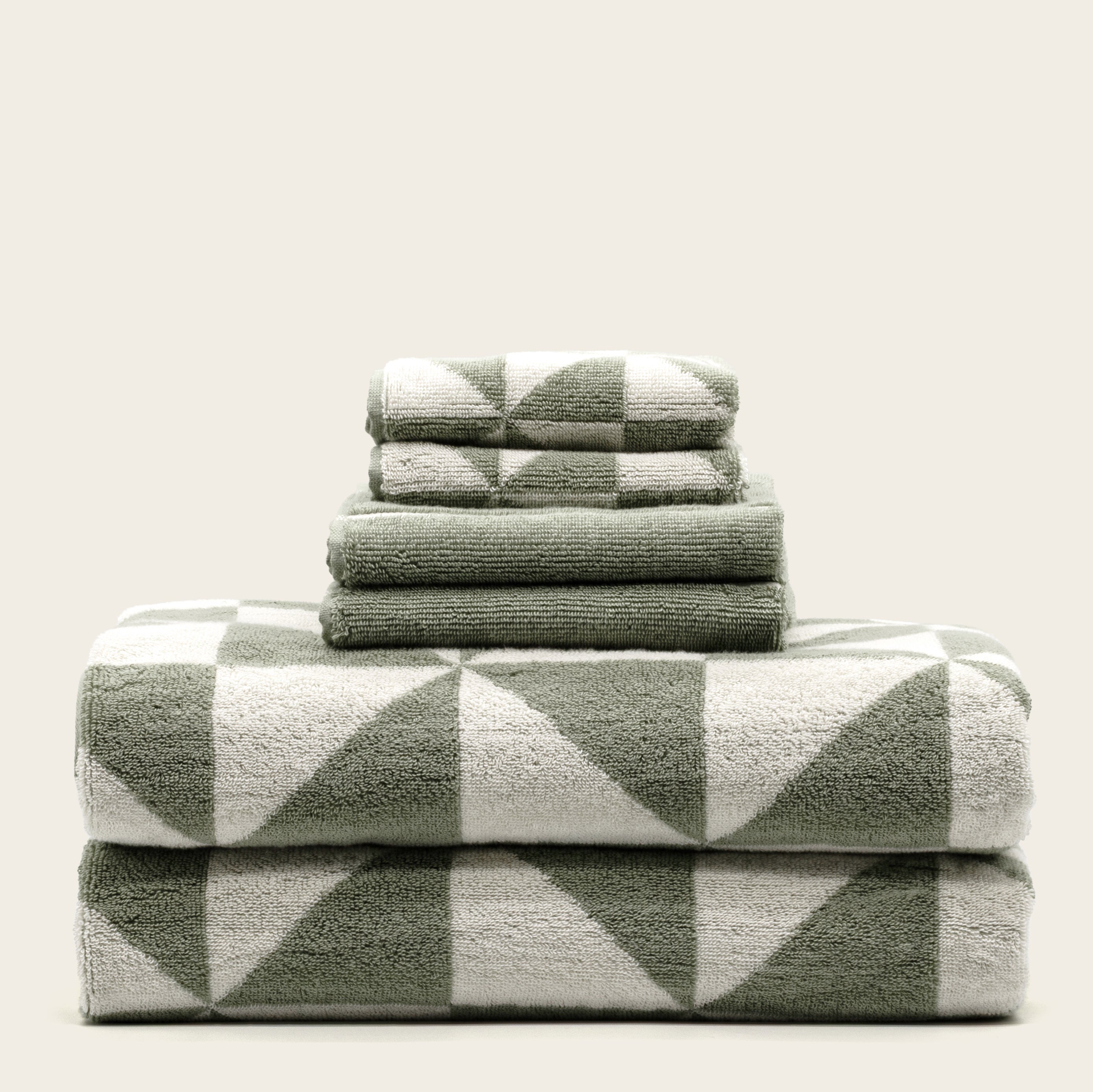 Italic Umbra Towels – 100% Australian Cotton, 600 GSM | Sage & Ecru | Sets from 2 to 12